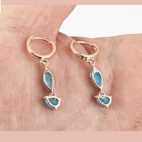 Aquamarine & gold earring & necklace SET - Picture 5 of 6